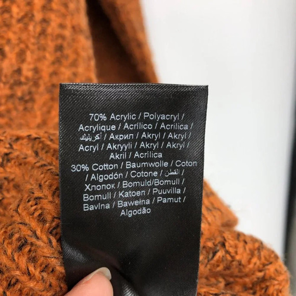 ICHI Ihodansa Rust / Ginger / Orange Long Sleeve Thick Waffle Knit Sweater LG - Picture 10 of 16